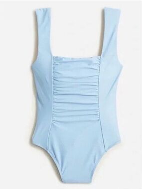 J.Crew Ruched Square Neck One Piece Swimsuit NWT size 24 Blue Mist Wide Straps